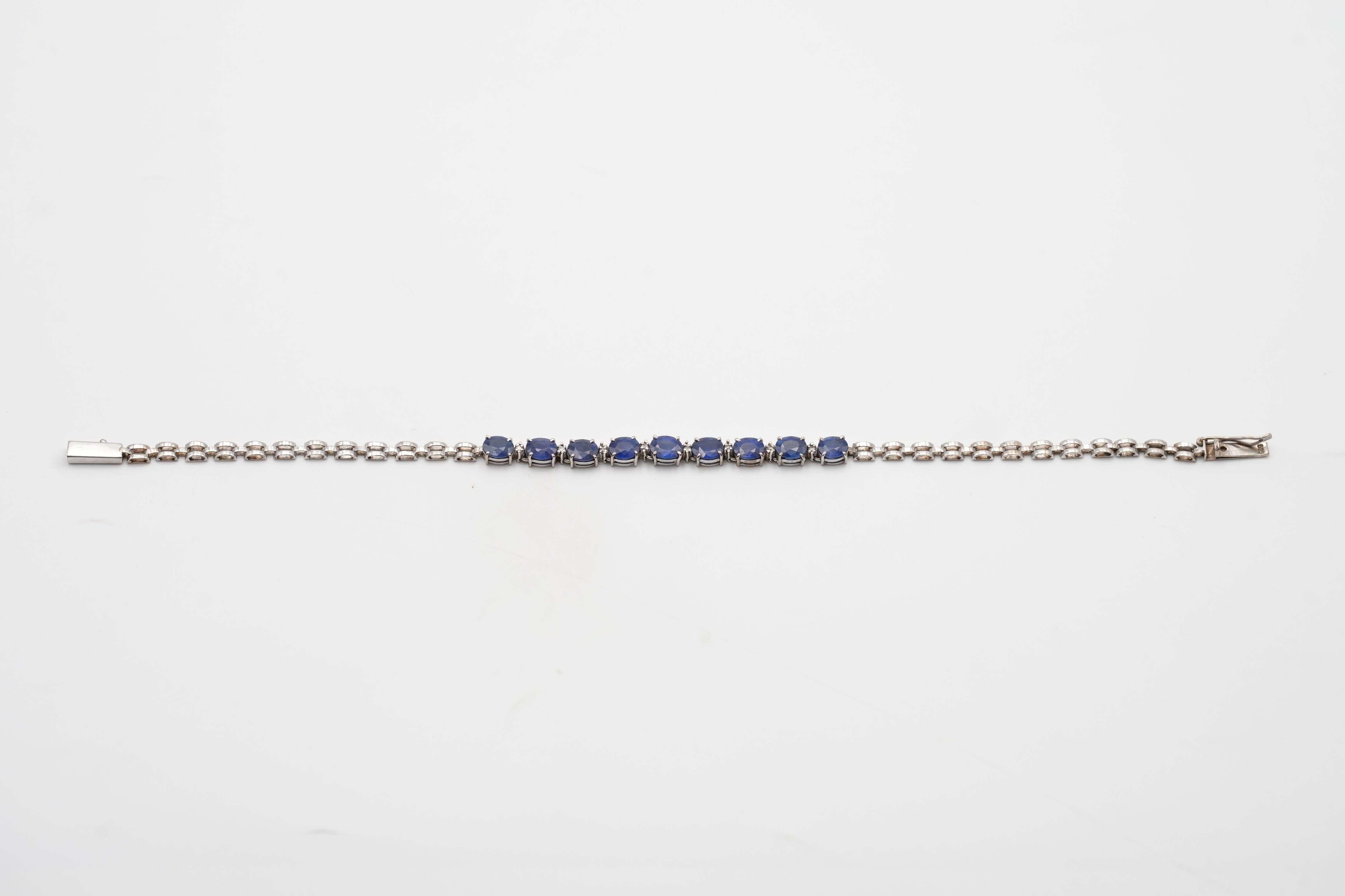 Blue Sapphire Diamond Half Bracelet