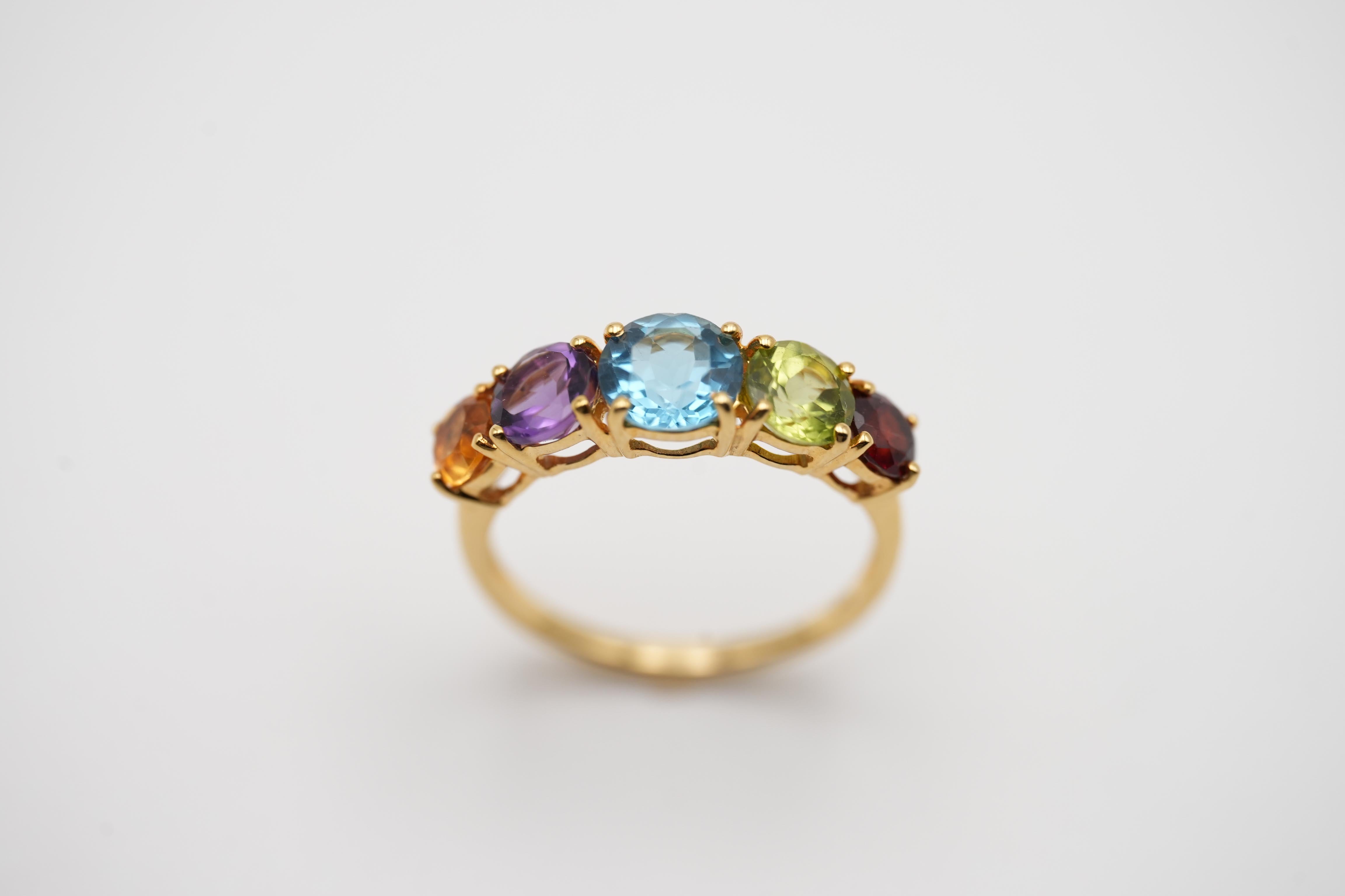 Multi Colour Gold Ring