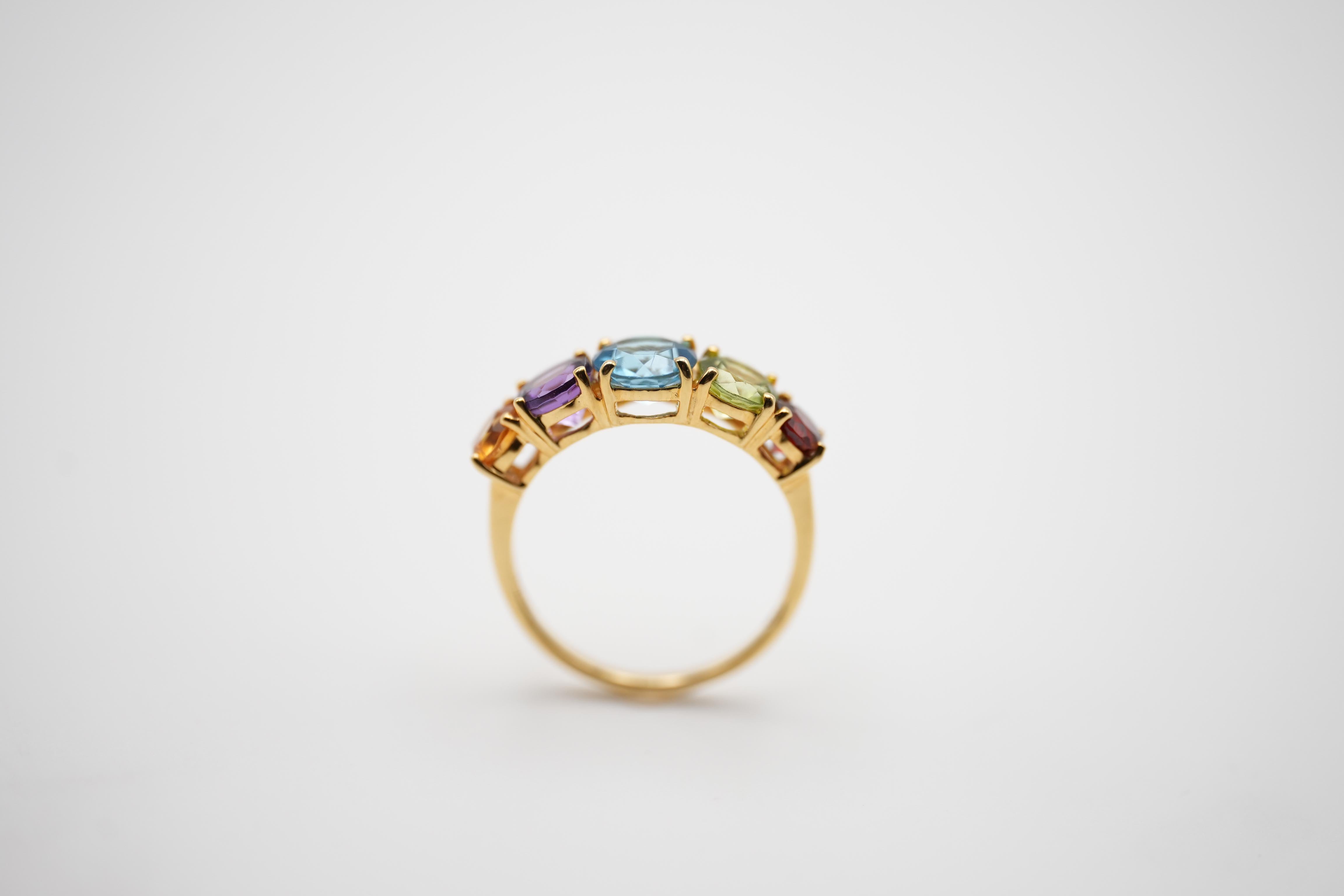 Multi Colour Gold Ring